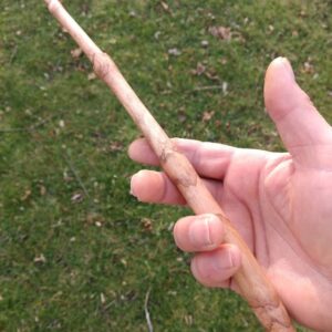 Lilac wand with a carving that mimics the bones of a Dragons wing