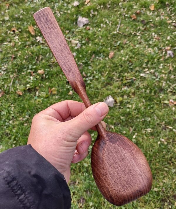 celtic zoomorph turkey hand carved into a beech wood spatula